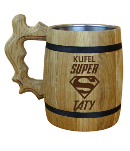 Super Tata - kufel drewniany z grawerem  (P980W2)