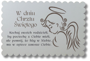 (P968W139) Chrzest Święty - kartka drewniana