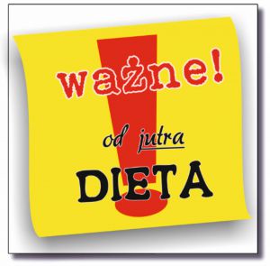 (P1410W12) Karteczka wesołe motto- Ważne! od jutra dieta