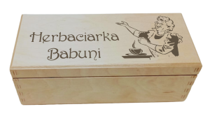 Herbaciarka Babuni - Pudełko na herbatę z 3 przegrodami i grawerem (LH3G3)