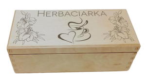 (LH3G31) Herbaciarka - Pudełko na herbatę z 3 przegrodami i grawerem