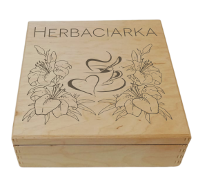 (LH4G31) Herbaciarka - Pudełko na herbatę z 4 przegrodami i grawerem (LH4G-31)