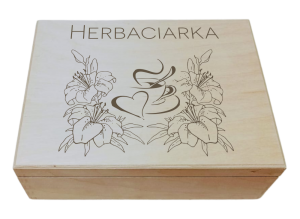 (LH6G31) Herbaciarka - Pudełko na herbatę z 6 przegrodami i grawerem