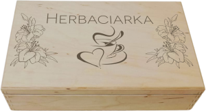 (LH8G31) Herbaciarka - Pudełko na herbatę z 8 przegrodami i grawerem