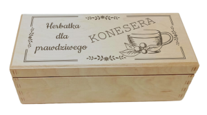 (LH3G30) Herbatka dla prawdziwego konesera - Pudełko na herbatę z 3 przegrodami i grawerem