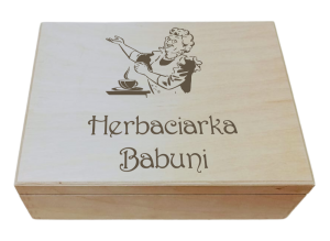 (LH6G3) Herbatka Babuni - Pudełko na herbatę z 6 przegrodami i grawerem