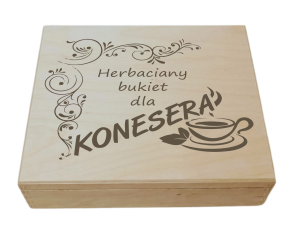 Herbaciany bukiet dla konesera - Pudełko na herbatę z 9 przegrodami i grawerem (LH9G32)