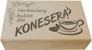 (LH8G32) Herbaciany bukiet dla KONESERA - Pudełko na herbatę z 8 przegrodami i grawerem