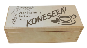 (LH3G32) Herbaciany bukiet dla konesera - Pudełko na herbatę z 3 przegrodami i grawerem