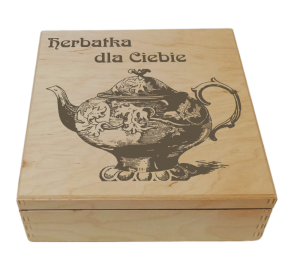 (LH4G34) Herbatka dla Ciebie - Pudełko na herbatę z 4 przegrodami i grawerem