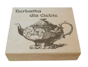 (LH9G34) Herbatka dla Ciebie - Pudełko na herbatę z 9 przegrodami i grawerem