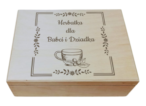 (LH6G46) Dla Babci i Dziadka - Pudełko na herbatę z 6 przegrodami i grawerem