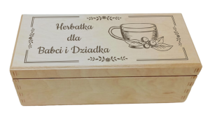 (LH3G46) Herbatka dla Babci i Dziadka - Pudełko na herbatę z 3 przegrodami i grawerem