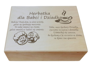 (LH6G50) Herbatka dla Babci i Dziadka - Pudełko na herbatę z 6 przegrodami i grawerem