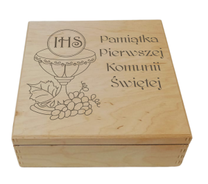 Pamiątka Pierwszej Komunii Świętej - Pudełko na herbatę z 4 przegrodami i grawerem (LH4G-52)