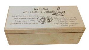 (LH3G50) Dla Babci i Dziadka - Pudełko na herbatę z 3 przegrodami i grawerem