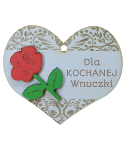 (P596W17) Dla Wnuczki - zawieszka serce z różą