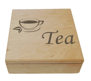 (LH4G62) Tea - Pudełko na herbatę z 4 przegrodami i grawerem