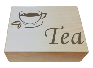 (LH6G62) Tea - Pudełko na herbatę z 6 przegrodami i grawerem