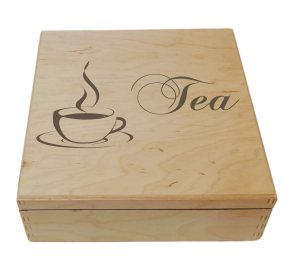 Tea - Pudełko na herbatę z 4 przegrodami i grawerem (LH4G-63)