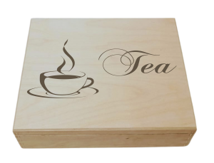 Tea - Pudełko na herbatę z 9 przegrodami i grawerem (LH9G63)