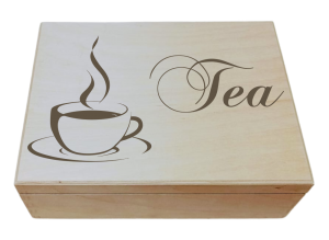 (LH6G63) Tea - Pudełko na herbatę z 6 przegrodami i grawerem
