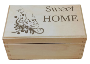 (LH2G7) Sweet Home - Pudełko na herbatę z grawerem