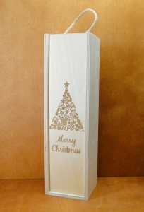 Wesołych Świąt - skrzynka na wino grawerowana (P587W11)