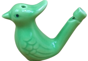 (P895W7) Gwizdek ceramiczny zielony ptaszek