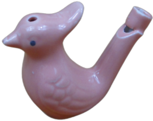 (P895W13) Gwizdek ceramiczny kolorowy ptaszek