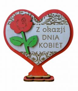 (P681W27) Z okazji Dnia Kobiet - serce stojak z różą