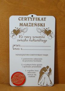 Deska certyfikat małżeński (P653W1)