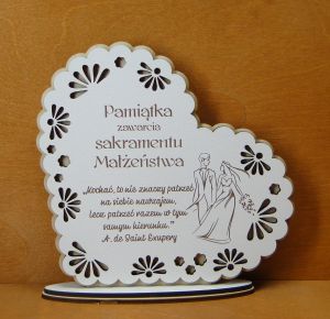 Pamiątka Ślubu stojaczek serce (P1222W3)