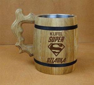 Super Dziadek - kufel drewniany z grawerem  (P980W4)