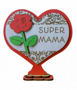 (P681W1SK) Super Mama - serce stojak z różą