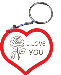 I love You - brelok serce z różą (P432W8)
