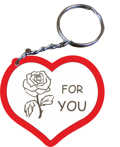 For You - brelok serce z różą (P432W7)
