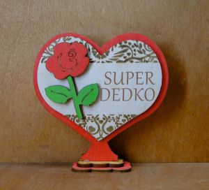 (P681W4SK) Super Dedko - serce stojak z różą