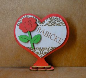 (P681W7SK) Babicke - serce stojak z różą