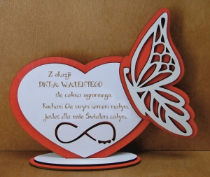 Walentynki Stojak Serce z motylem (P714W2)