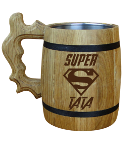 Super Tata - kufel drewniany z grawerem  (P980W1)