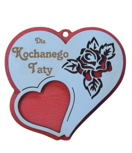 (P1099W12) Dla Taty - Zawieszka serce z różą