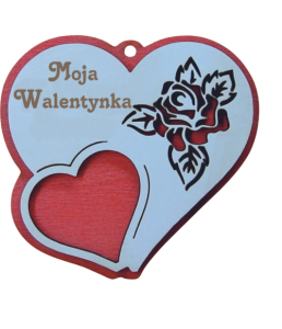 (P1099W7) Moja Walentynka - Zawieszka serce z różą