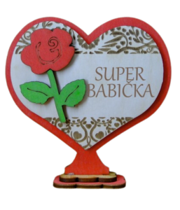 (P681W3SK) Super Babicka - serce stojak z różą