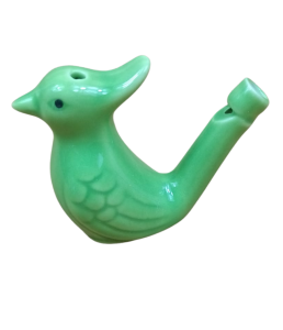 (P895W10) Gwizdek ceramiczny zielony ptaszek