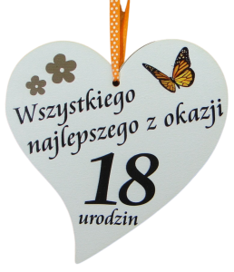 18-stka urodzinowa zawieszka serce  (P1311W18)
