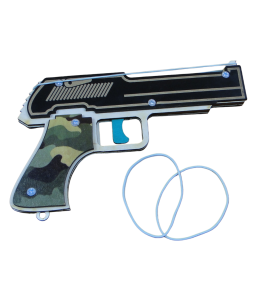 (P1254W3) Drewniany pistolet na gumki z kolorowym drukiem moro