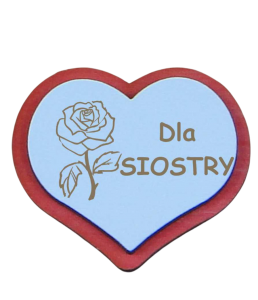 Dla Siostry Magnes serce z różą (P436W13)