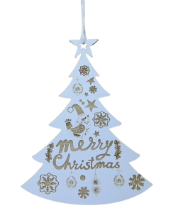 Choinka Zawieszka świąteczna biała grawerowana dwustronnie (P1088W6)