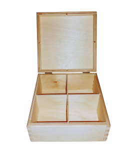 (LH4) Pudełko na herbatę z przegrodami - 4 komory